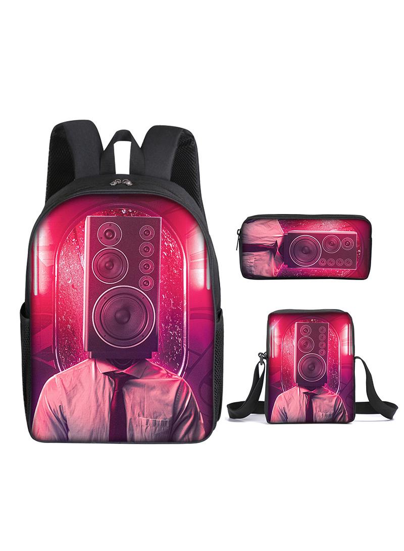 3 Pcs Skibidi Toilet  School Bag Satchel Pencil Case Animated Game Skibidi Toilet Man Gifts For Kids TV Man Toilet Man Titan Man - Image 1