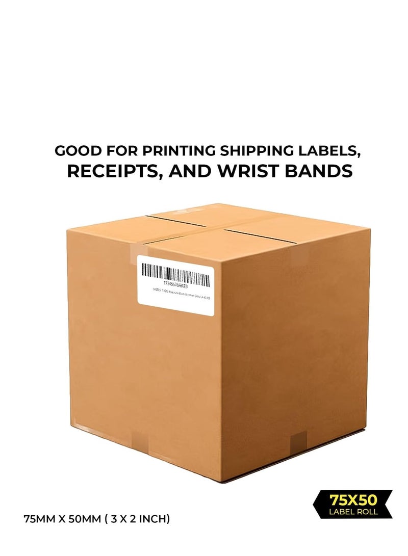 Terabyte ملصقات حرارية بيضاء على شكل لفة - 75 × 50 مم - لفة من 1000 - لاصق دائم، لرمز الشريط، ملصقات لاصقة بيضاء للتسمية 4 لفات حزمة - Image 2