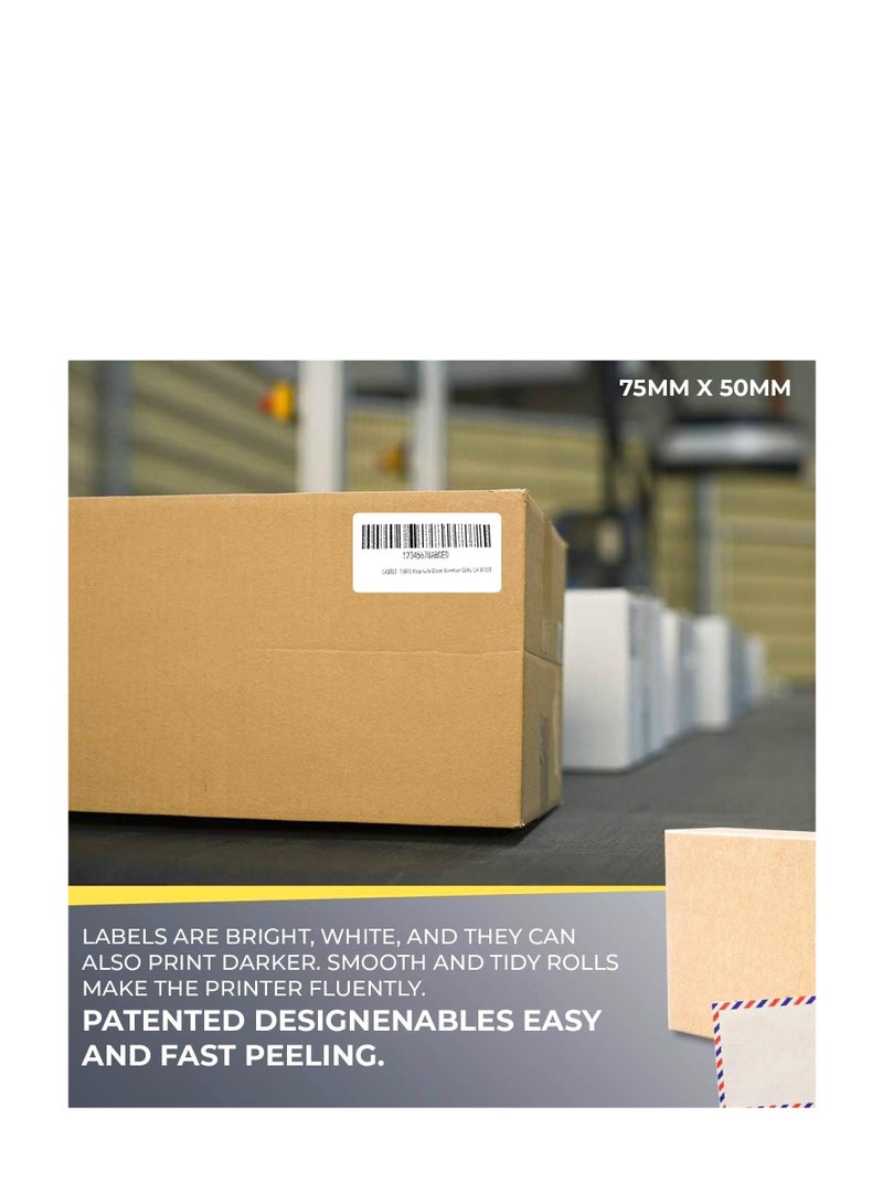 Terabyte ملصقات حرارية بيضاء على شكل لفة - 75 × 50 مم - لفة من 1000 - لاصق دائم، لرمز الشريط، ملصقات لاصقة بيضاء للتسمية 4 لفات حزمة - Image 3