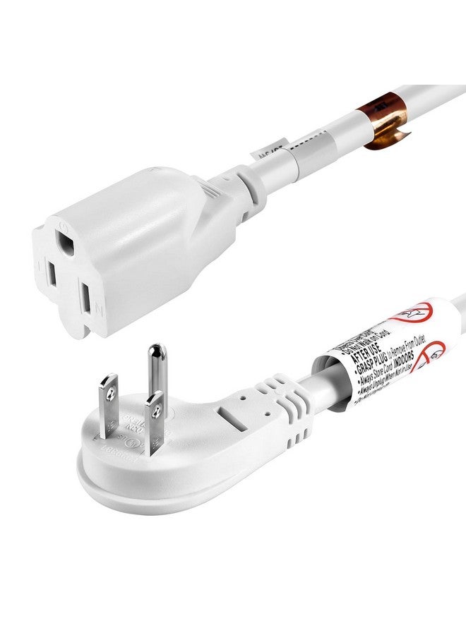 VSEER VSEER 2Feet 1875W 15A 14AWG Flat Plug Heavy Duty Extension Cord Outlet Saver 3-Prong Grounded Short Power Extension Cord, UL Listed (White, 2 Pack)  - Image 1