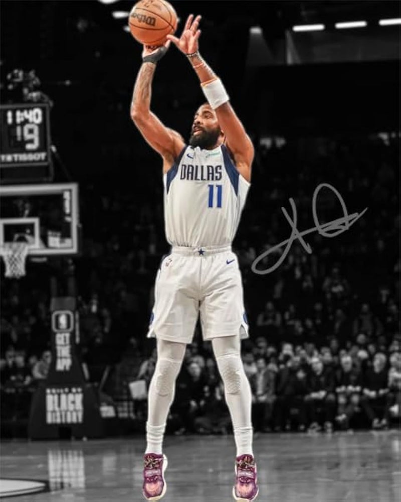 Alayra Framed Kyrie Irving Signed Photo Autograph Print Wall Art Home Decor - Image 1