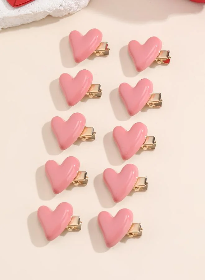 Take Two Pack of 10 - Pink Heart Hair Clips
