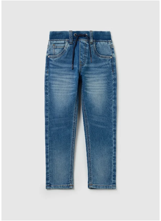 او في اس Denim joggers with drawstring