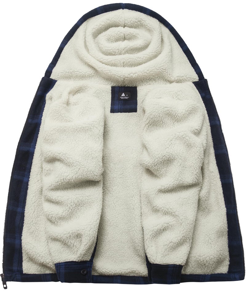SCODI Men's Flannel Shirt Jacket Fleece Sherpa Lined Plaid Jackets Coat Full Zip Up Hoodie Winter Outwear Navy Large - Image 3