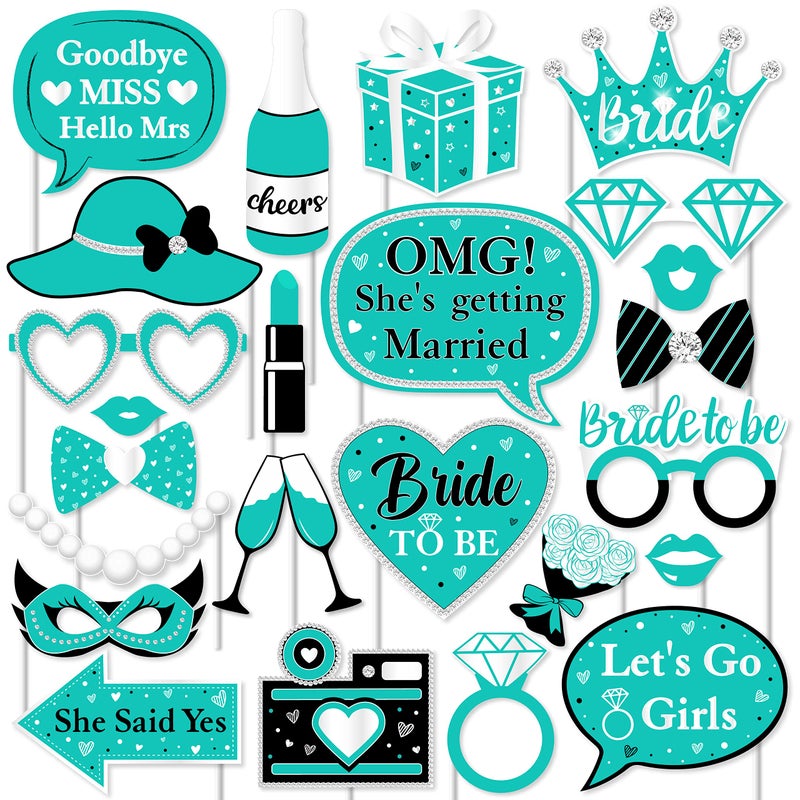 Fangleland Turquoise Bachelorette Party Photo Booth Props 24PCS Teal Blue Bride to Be Decorations  Lets Go Girls Sign Selfie Stick for Bridal Shower Wedding Engagement Party Supplies