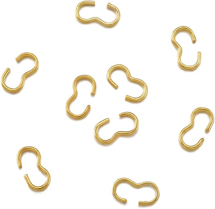 Kissitty 100pcs Quick Links Connectors 8 Shape Charm Knot Clasps Golden Chain Clasp for DIY Bracelet Necklace Chain Components Jewelry Making 8x4x2mm - Image 1