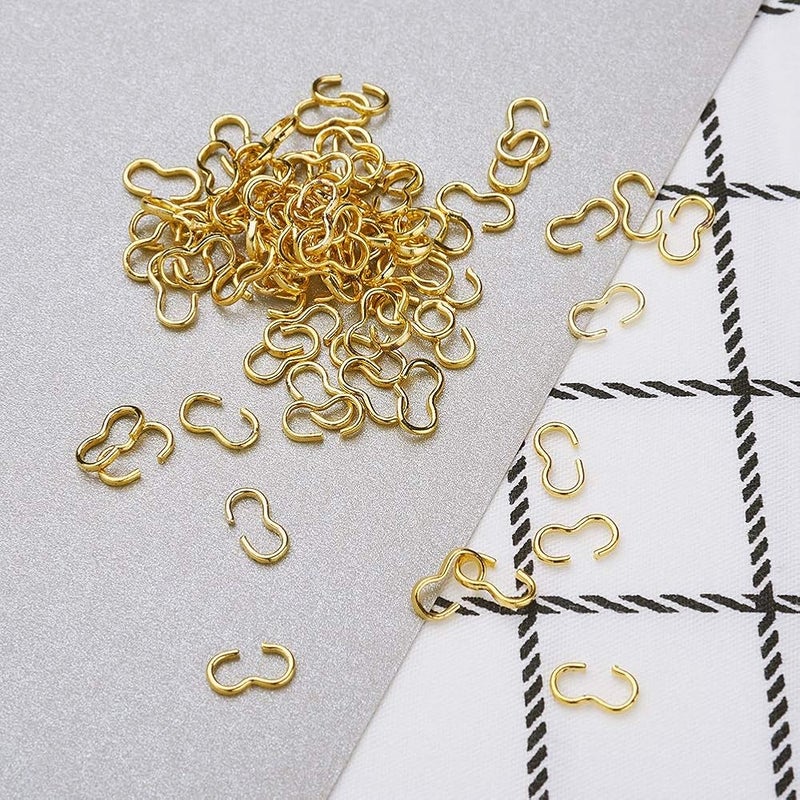 Kissitty 100pcs Quick Links Connectors 8 Shape Charm Knot Clasps Golden Chain Clasp for DIY Bracelet Necklace Chain Components Jewelry Making 8x4x2mm - Image 2