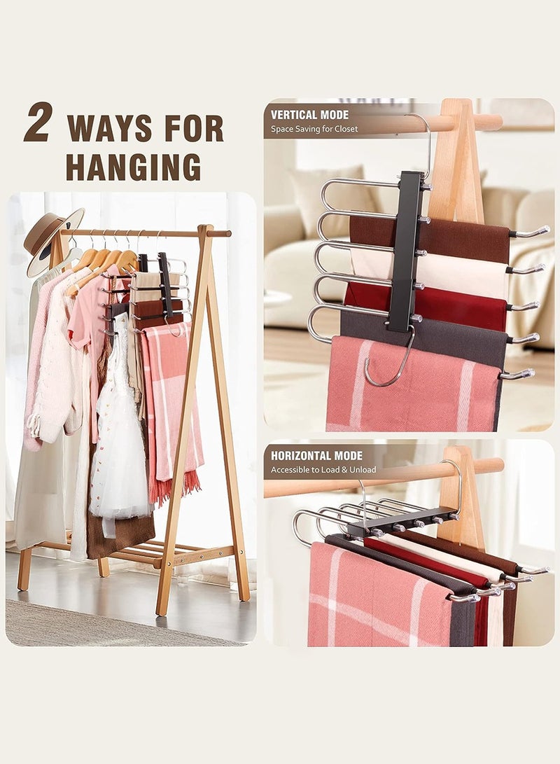 BEIRUI Multifunctional Pants Rack, Space Saving Closet Clothes Rack 5 Tier Multifunctional Pants Rack, Closet Organizer for Clothes Pants Scarf Tie  - Image 5
