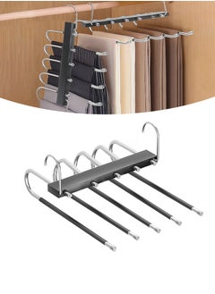 Beirui Multifunctional Pants Rack, Space Saving Closet Clothes Rack 5 Tier Multifunctional Pants Rack, Closet Organizer for Clothes Pants Scarf Tie  - Image 1