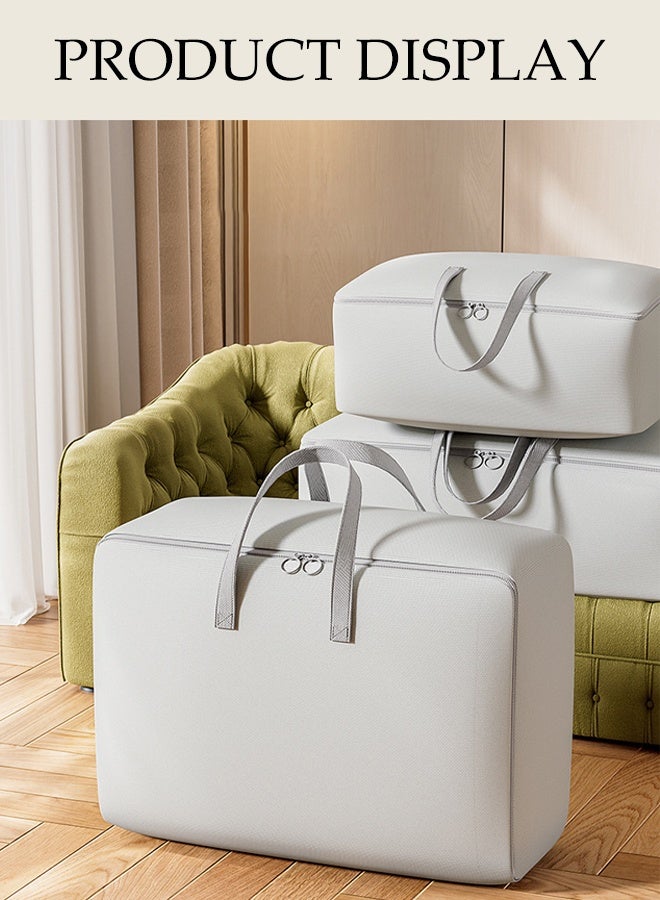 DUNISO 3 Pcs Large Clothes Storage Bag，Waterproof Moving Tote Bag，Foldable Storage Containers，With Zipper ，Dustproof,Moisture Proof，for Blankets and Quilts, Bedding, Sweater, Pillow  - Image 4