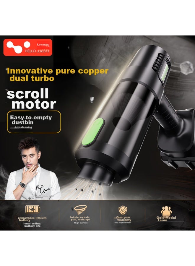 helloleiboo oleiboo Car Vacuum Cleaner, Handheld Small Wireless Rechargeable Turbine Suction And Blowing Dual-use, For Home And Car Use, High-power - Image 1