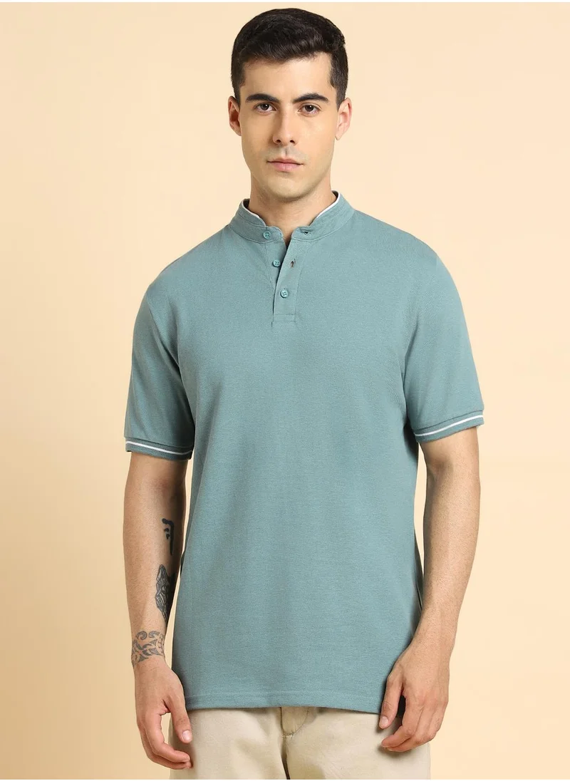 دينيس لينغو Sea Green T-Shirt for Men, Refreshing Casual Look