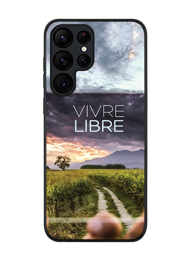 Stylizedd Rugged Black edge case for Samsung Galaxy S23 Ultra 5G Slim fit Soft Case Flexible Rubber Edges Anti Drop TPU Gel Thin Cover - Vivre Libre - Image 1