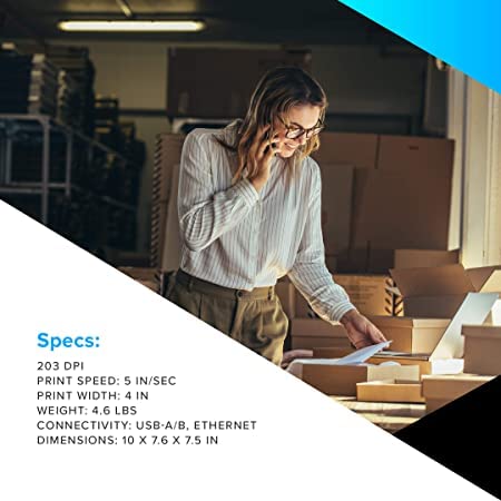 Zebra Technologies زيبرا - طابعة سطح المكتب GK420t لنقل الحرارة للملصقات، الإيصالات، الرموز الشريطية، العلامات، وأساور المعصم - عرض الطباعة 4 بوصة - اتصال USB و Ethernet (مجددة) - Image 5