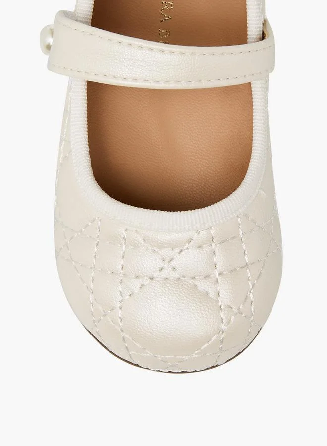 Flora Bella By Shoexpress WHITE Flora Bella Mary Jane Shoes With Hook & Loop, Quilted Design for Women | Best Price UAE