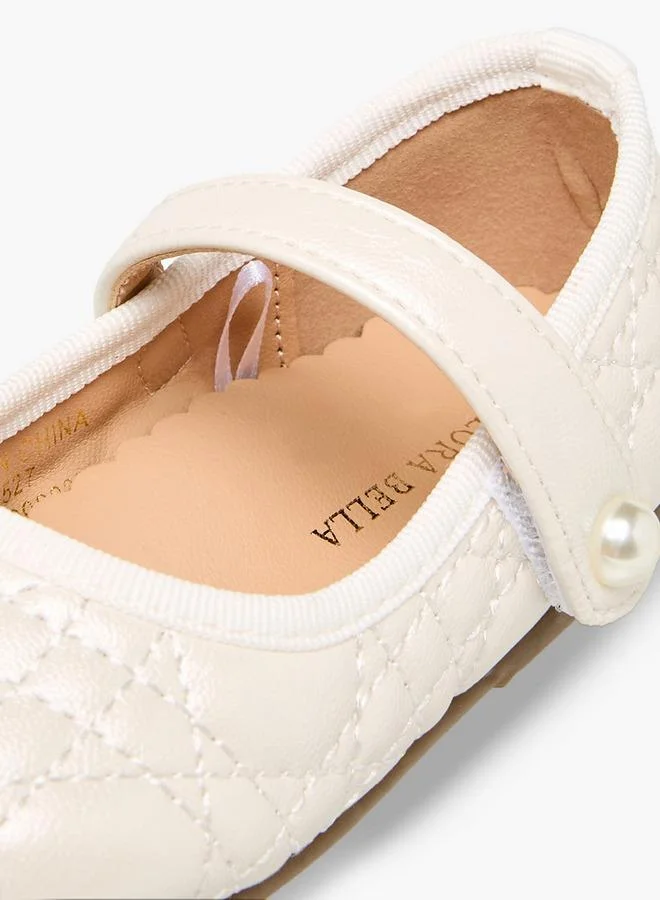 Flora Bella By Shoexpress WHITE Flora Bella Mary Jane Shoes With Hook & Loop, Quilted Design for Women | Best Price UAE