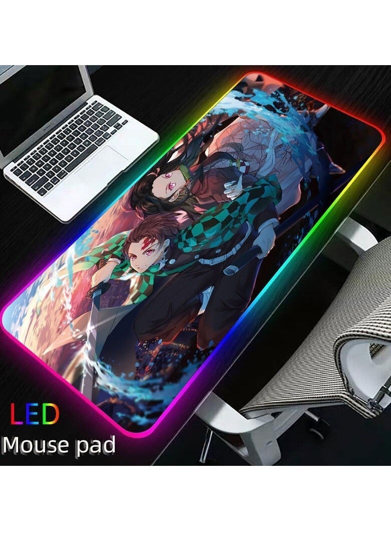 Gaming Mouse Pad, Extra Large Soft Led Extended Mouse pad, anti-slip Rubber Base Computer Keyboard Mat - Image 1