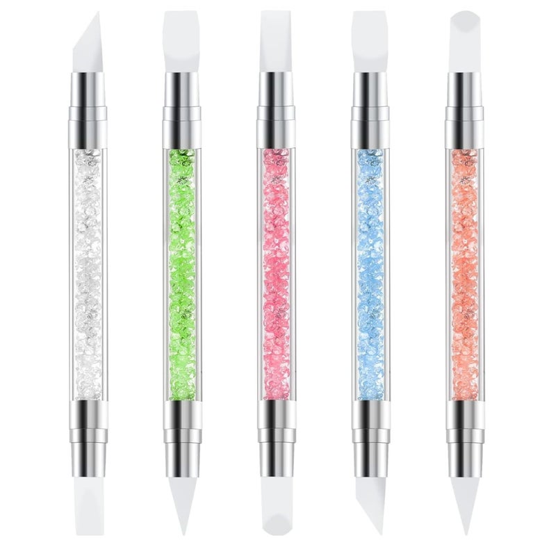 Oytra Nail Art Silicone Pen Shaper Tool Set of 5 Chisel Tip Dual Headed Sculpting Tools for Manicure Clay Wax Soaps Ceramics Designs for Beginners Artists Professionals - Image 1