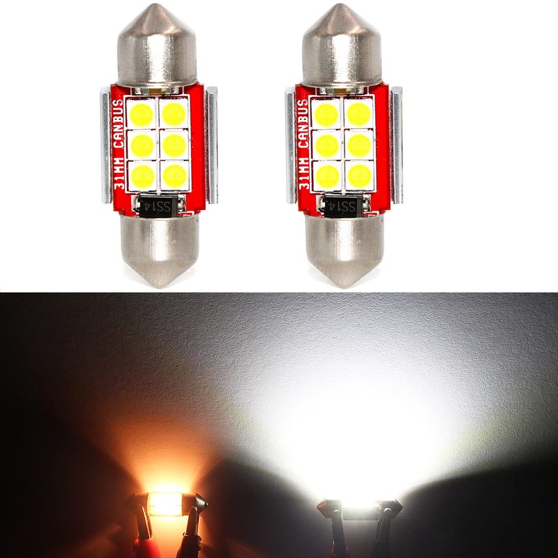 PHINLION DE3175 LED Light Bulbs Super Bright 500 Lumens 31mm Festoon DE3021 DE3022 3175 LED Bulbs for Car Interior Dome Map Trunk Courtesy License Plate Lights 6000K Xenon White