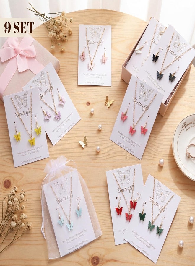 كينغدير مجموعة مجوهرات الفراشات من كينجدر، 27 قطعة، للنساء، تتضمن قلادات وأقراط على شكل فراشات، وقلادات أكريليك ملونة بوهيمية، هدايا مثالية لحفلات الصداقة. - Image 2