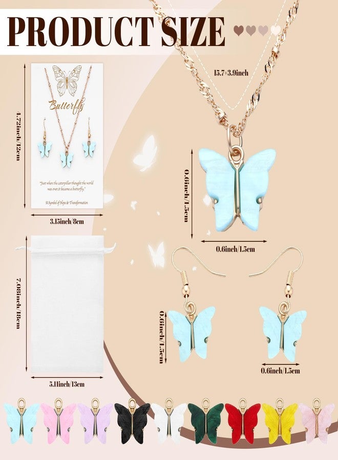 كينغدير مجموعة مجوهرات الفراشات من كينجدر، 27 قطعة، للنساء، تتضمن قلادات وأقراط على شكل فراشات، وقلادات أكريليك ملونة بوهيمية، هدايا مثالية لحفلات الصداقة. - Image 3