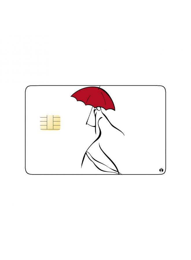 RKN PRINTED BANK CARD STICKER Aesthetic Woman Drawing With Red Umbrella - Image 2