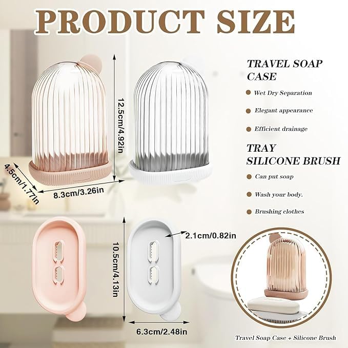 Riviox 2-in-1 Travel Soap Case with Bath Brush - Leakproof & Waterproof Draining Soap Holder for Travel, Gym, Hiking, and Outdoor Activities - Image 2