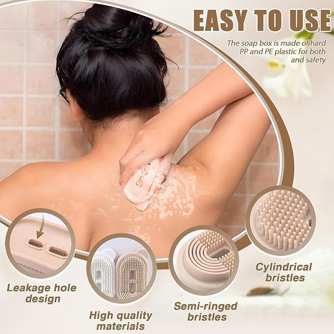 Riviox 2-in-1 Travel Soap Case with Bath Brush - Leakproof & Waterproof Draining Soap Holder for Travel, Gym, Hiking, and Outdoor Activities - Image 5