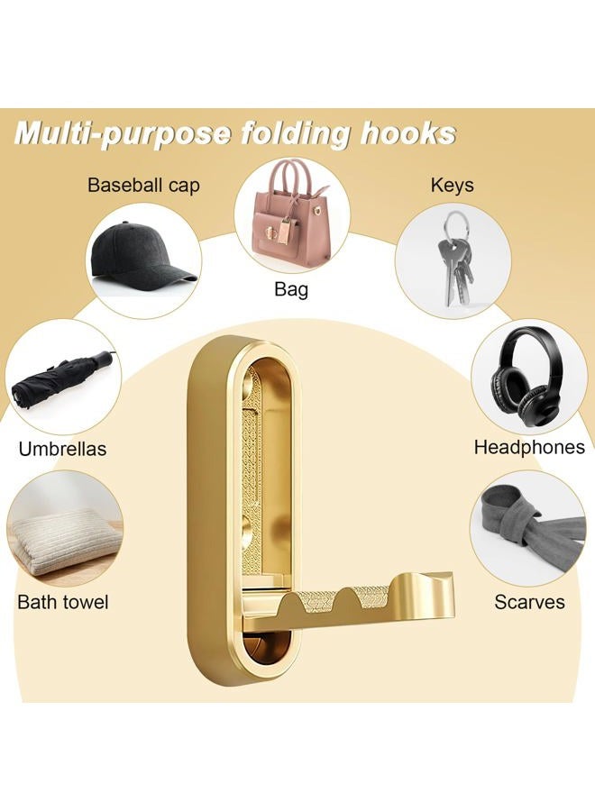 hongliang 2Pcs Gold Folding Wall Hooks Heavy Duty Foldable Coat Hooks for Hanging Towels Clothes Bags Keys Bathroom Bedroom Closet - Image 4