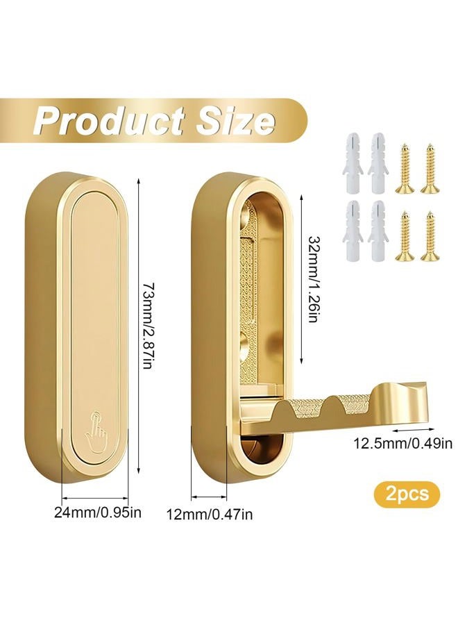 hongliang 2Pcs Gold Folding Wall Hooks Heavy Duty Foldable Coat Hooks for Hanging Towels Clothes Bags Keys Bathroom Bedroom Closet - Image 2