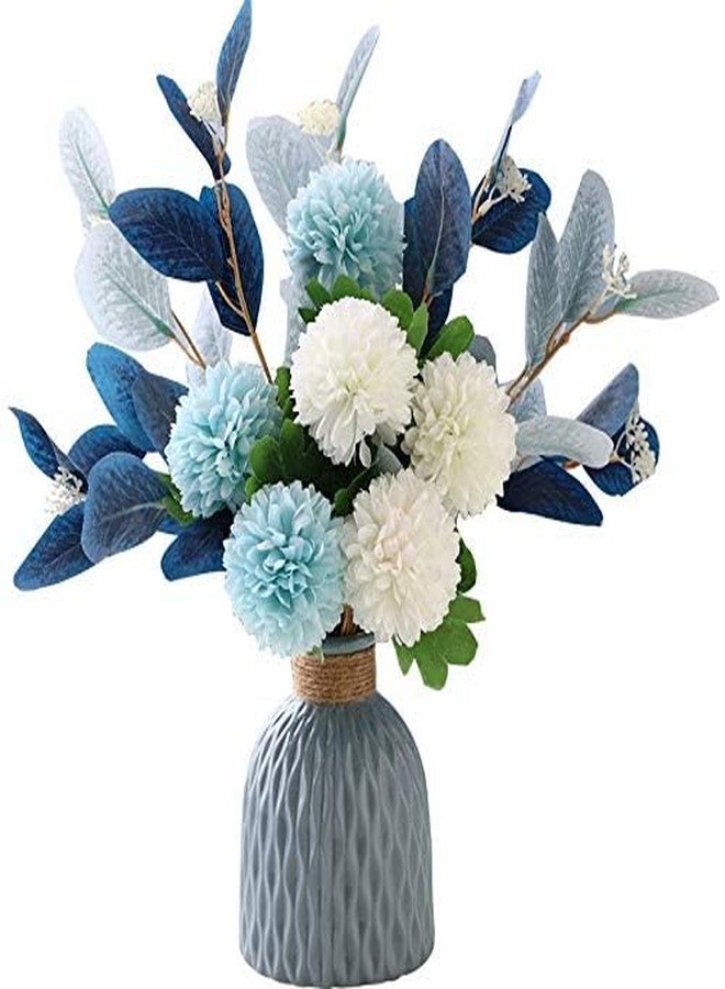 NAWEIDA Artificial Flowers with Ceramic Vase Faux Hydrangea Flower Arrangements Table Centerpieces for Home Garden Party Wedding Decoration - Image 2