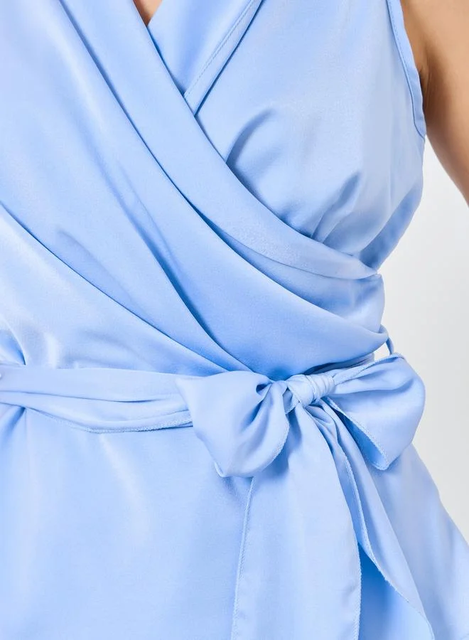 Take Two  Blue Sleeveless Wrap Top for Women | Best Price UAE