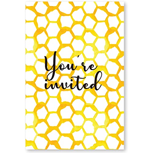 Soiceu Cute Bee-Day Bee 1st Birthday Invitations with Envelopes Set of 20 Watercolors Beehive Bee 1 Year Old First Birthday Party Invites - Image 2
