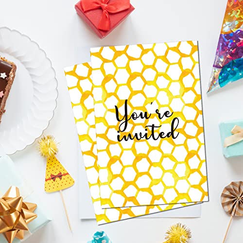 Soiceu Cute Bee-Day Bee 1st Birthday Invitations with Envelopes Set of 20 Watercolors Beehive Bee 1 Year Old First Birthday Party Invites - Image 5