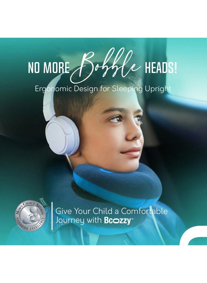 BCOZZY 8-12 Y/O Kids Travel Neck Chin Supporting Pillow for Traveling in a Car seat, Provides Double Support for Toddlers in Road Trips, Must Have Travel Essential, Carry Bag, Medium Size, Gray - Image 2