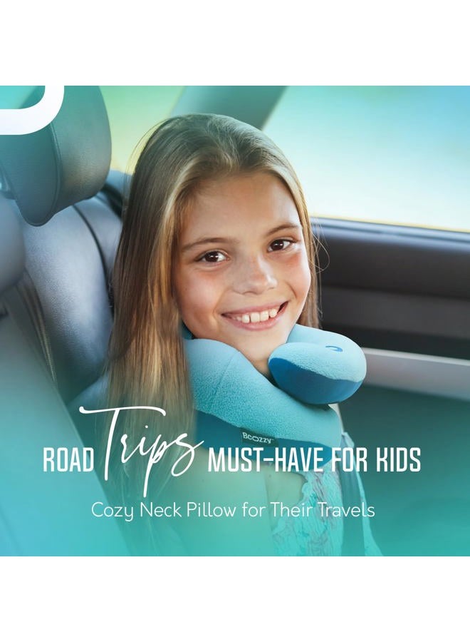 BCOZZY 8-12 Y/O Kids Travel Neck Chin Supporting Pillow for Traveling in a Car seat, Provides Double Support for Toddlers in Road Trips, Must Have Travel Essential, Carry Bag, Medium Size, Gray - Image 3
