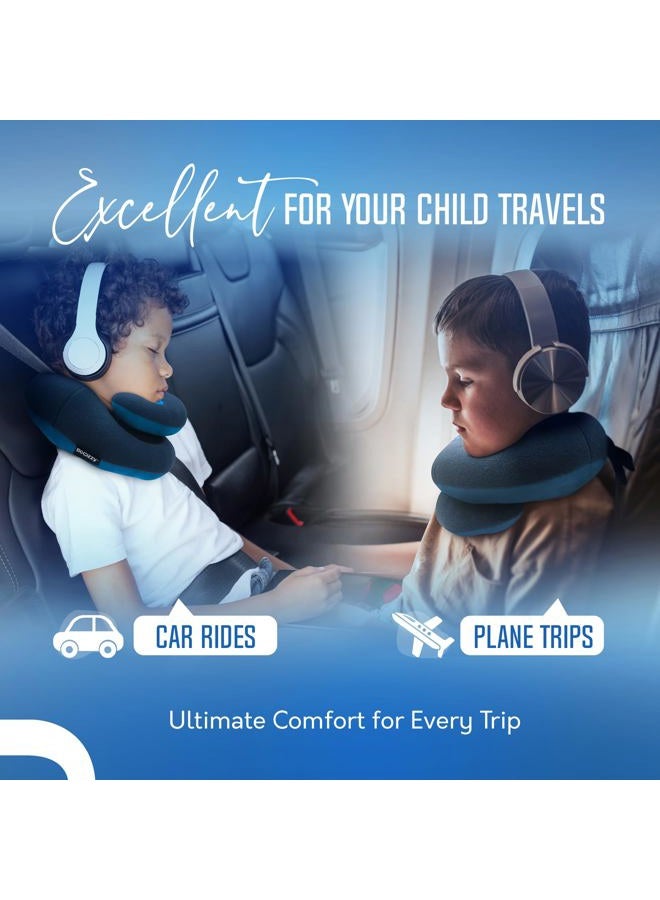 BCOZZY 8-12 Y/O Kids Travel Neck Chin Supporting Pillow for Traveling in a Car seat, Provides Double Support for Toddlers in Road Trips, Must Have Travel Essential, Carry Bag, Medium Size, Gray - Image 4