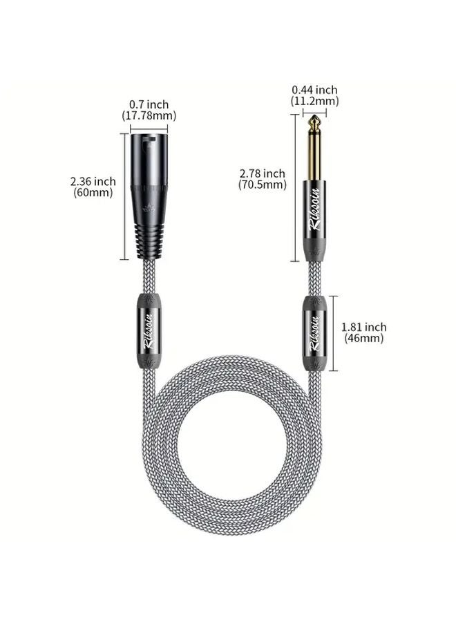 Quarter Inch TS to XLR Male Audio Cable 5m Unbalanced for Microphone Mixer Amplifier - Image 2