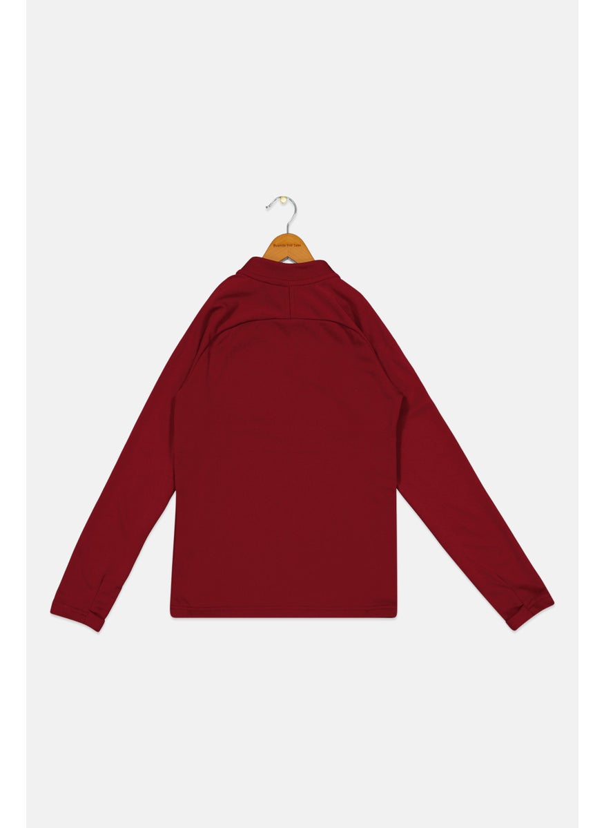 Nike - Kids Boy Sportswear Fit Long Sleeve Training T-Shirt, Maroon - Image 1