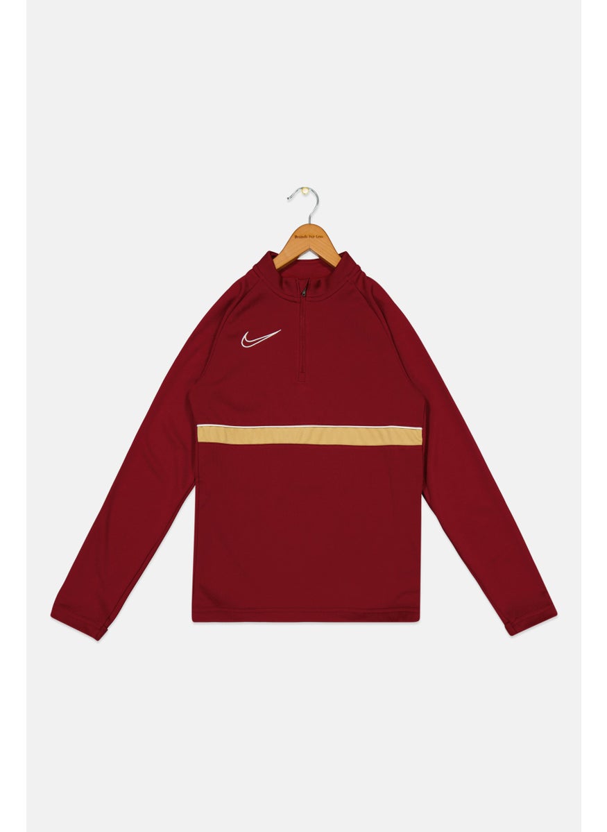 Nike - Kids Boy Sportswear Fit Long Sleeve Training T-Shirt, Maroon - Image 1