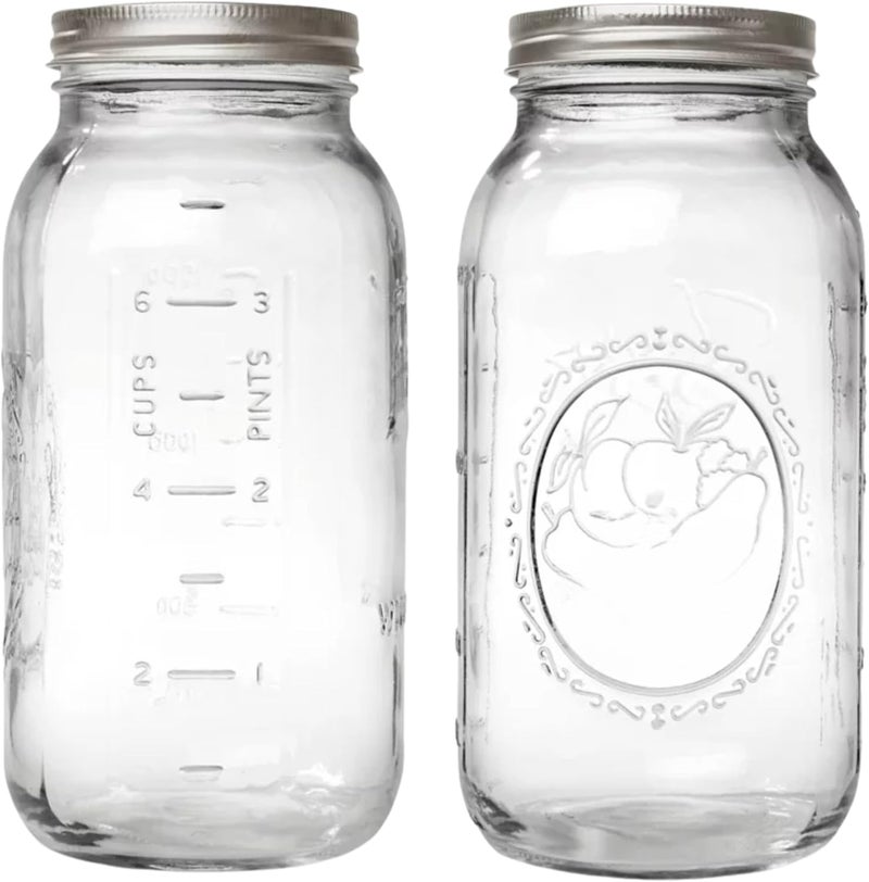 PR1M3 64 oz Mason Jar Wide Mouth, 2 Pack Large Half Gallon Mason Jars with Airtight Band & Lid, Clear Glass Jars for Canning, Fermenting, Pickling, Storing. - Image 1