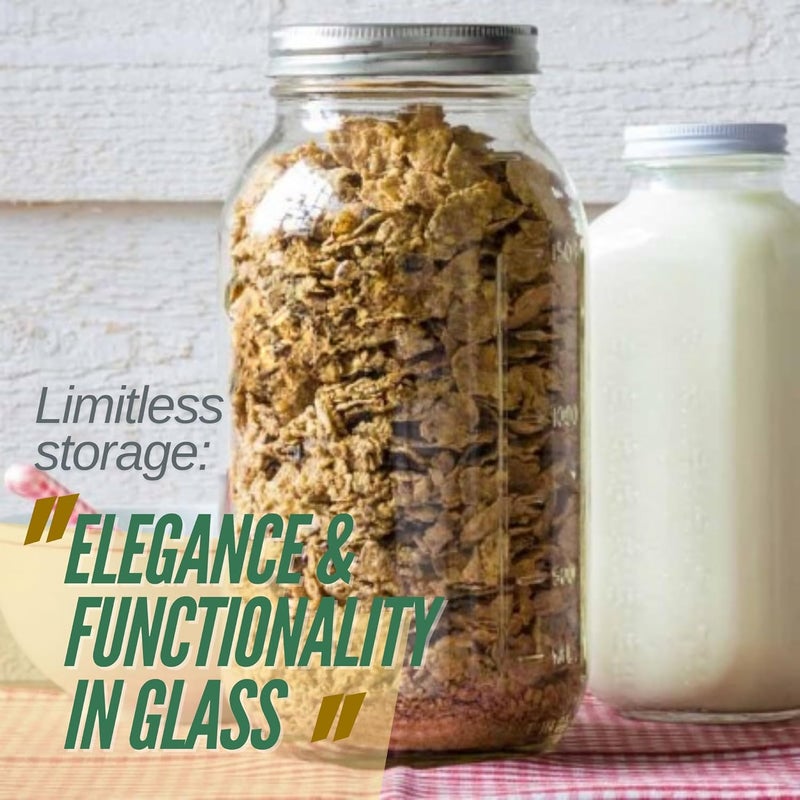 PR1M3 64 oz Mason Jar Wide Mouth, 2 Pack Large Half Gallon Mason Jars with Airtight Band & Lid, Clear Glass Jars for Canning, Fermenting, Pickling, Storing. - Image 3