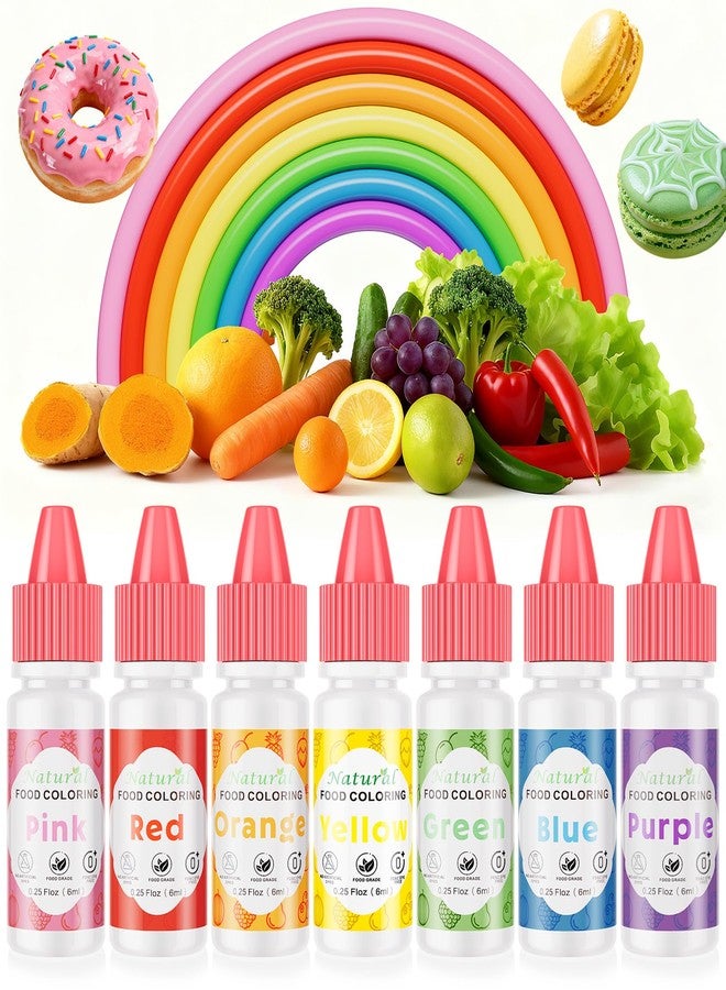 Cherrysea Natural Food Coloring, Cherrysea 7 Vibrant Liquid Colors for Easter Egg Baking, FD&C & Artificial Dye Free Edible Dye Formula for Cake Cookie Decorating, Buttercream, Frosting & Slime, 6ml Dropper Bottles - Image 1