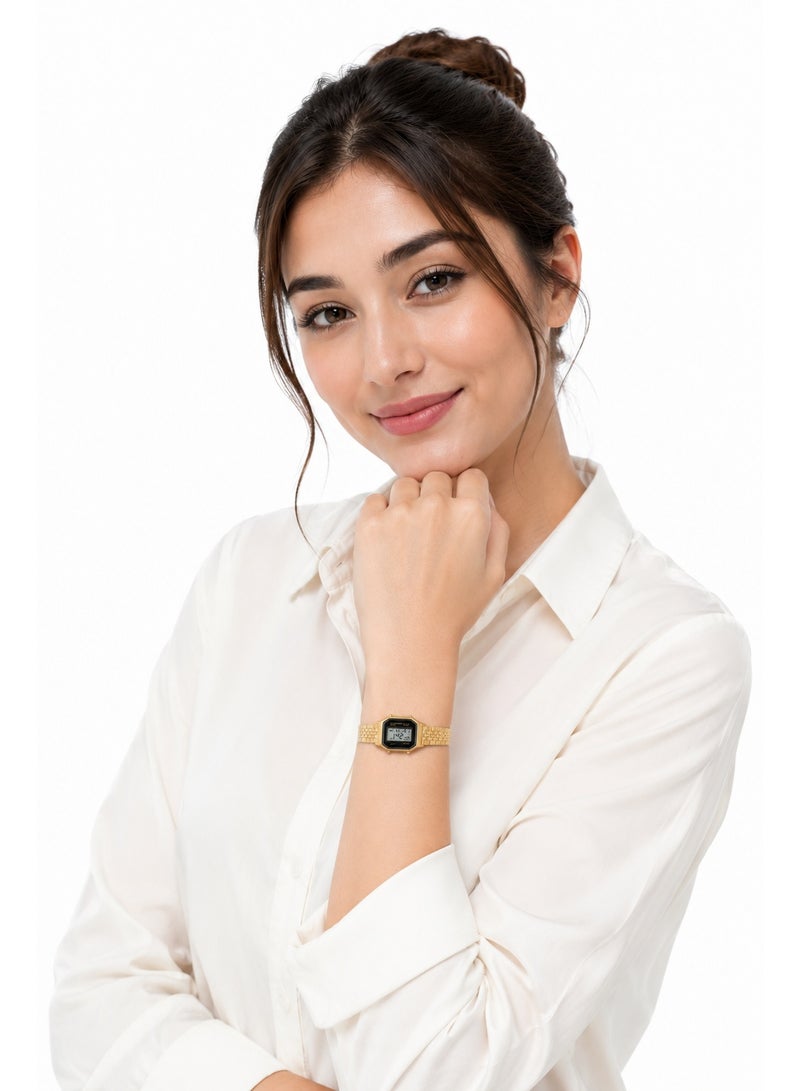 CASIO Women's Gold-Tone Digital Watch – Elegant Vintage Design with Stainless Steel Bracelet - Image 5