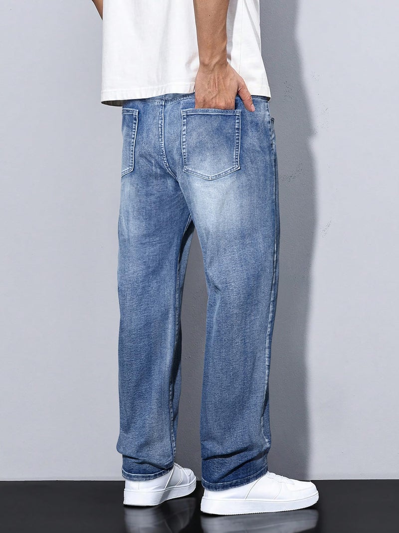 JMIERR Men's Straight Leg Baggy Jeans Stretch Mens Jeans Fit Comfort Flex Essentials Denim Jeans, M, Ashleigh Blue - Image 3