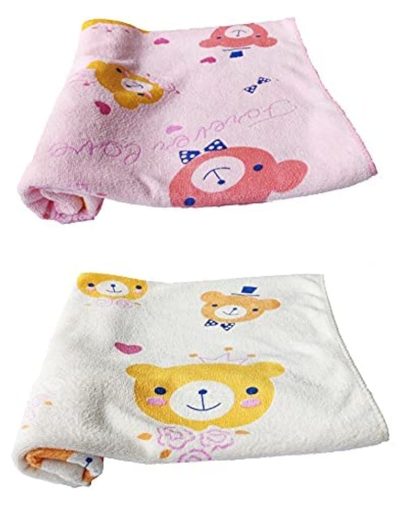 Teddyify Soft Cotton Baby Bath Towel for Infants, New Born Babies and Toddlers (0-12 Months) (Colours and Print as per Availability) (Pack of 2 Towel) - Image 1