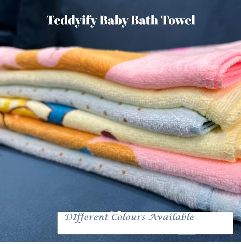 Teddyify Soft Cotton Baby Bath Towel for Infants, New Born Babies and Toddlers (0-12 Months) (Colours and Print as per Availability) (Pack of 2 Towel) - Image 4