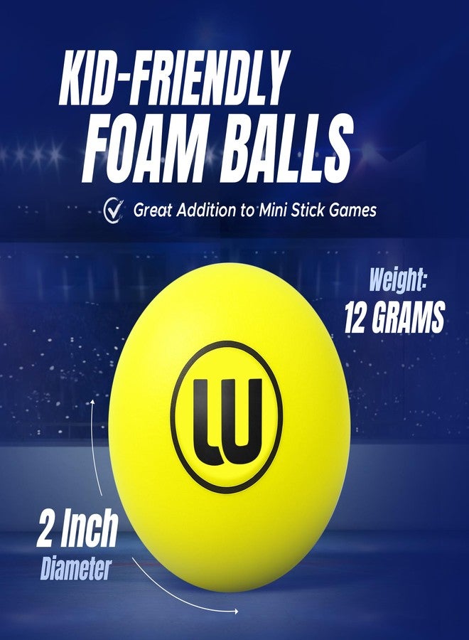 Winnwell Knee Hockey Foam Balls - Indoor Mini Stick Hockey Balls for Kids - Soft Foam 4-Pack with Drawstring Bag - 2" Diameter Ball - Image 5