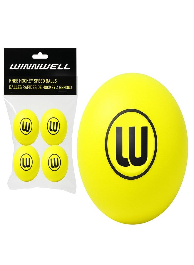 Winnwell Knee Hockey Foam Balls - Indoor Mini Stick Hockey Balls for Kids - Soft Foam 4-Pack with Drawstring Bag - 2" Diameter Ball - Image 1