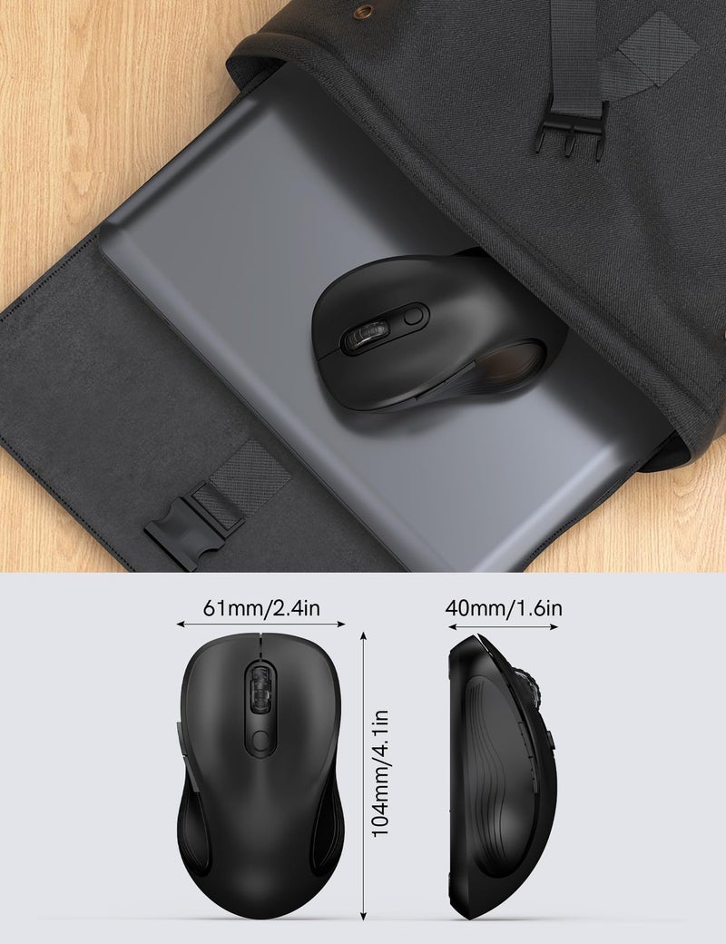 Trueque Wireless Mouse for Laptop, 2.4GHz Ergonomic Computer Mouse with Back & Forward Buttons, 3 Adjustable DPI Levels, 6 Buttons, Optical USB Cordless Mice for Windows PC (Ink Black, 1 Pack) - Image 5
